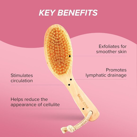 Skin Gym Dry Body Brush Exfoliating Bath Scrubber with Soft Bristles New - Picture 3 of 10